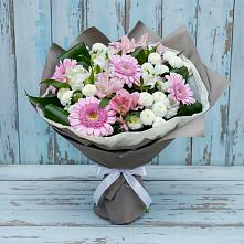 Букет цветов из:  Герберы, Альстромерии и Хризантемы в Добровольном