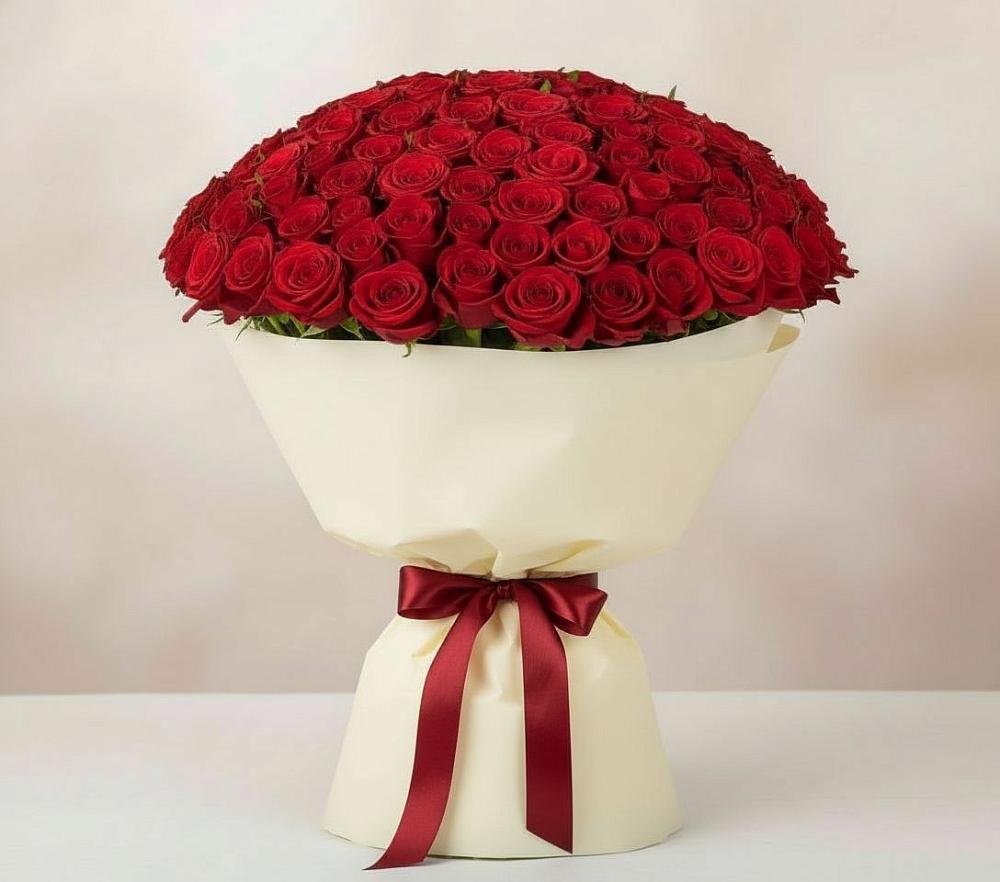 Букет 101 Красная роза Милано в Добровольном