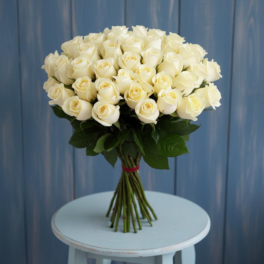 Букет 51 Белая роза Эдлесс Лав в Добровольном