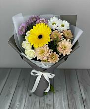 Букет цветов из:  Розы, Герберы и Хризантемы в Добровольном