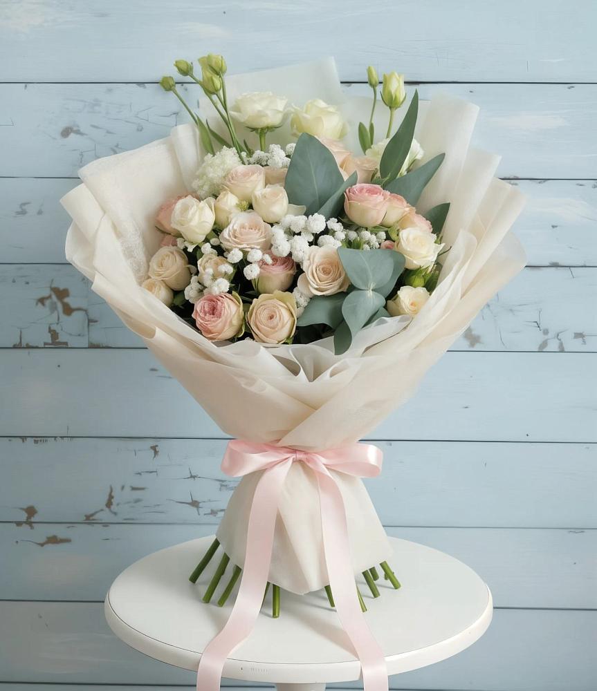 Букет цветов из: Розы и Лизиантусы в Добровольном