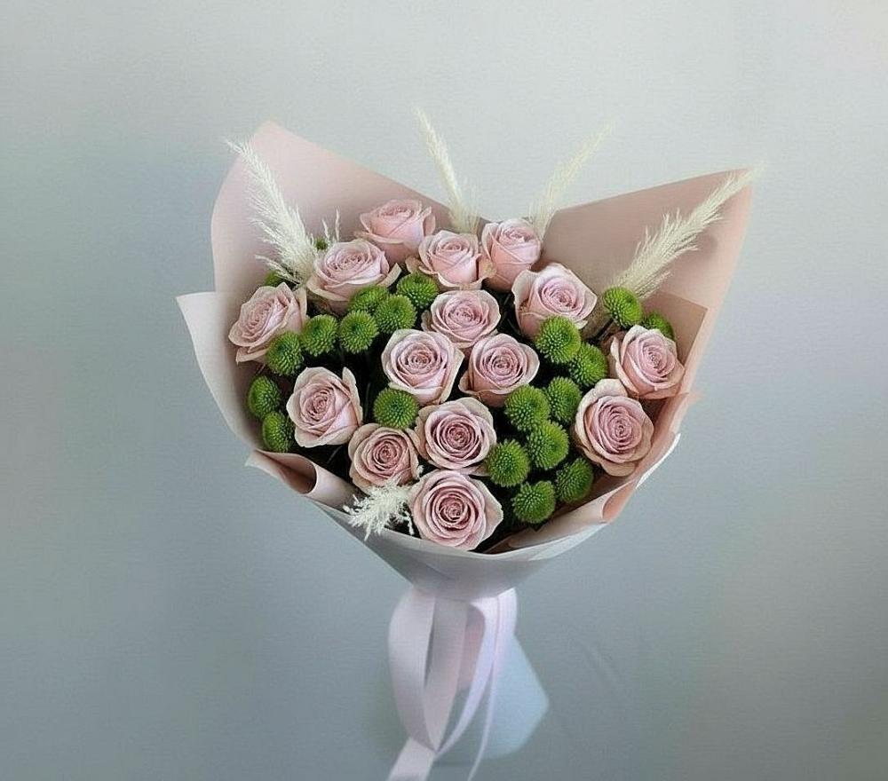 Букет цветов из: Розы и Хризантемы в Добровольном