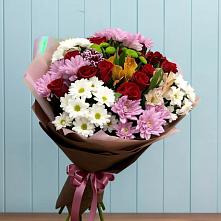 Букет цветов из:  Розы, Хризантемы и Альстромерии в Добровольном