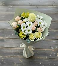 Букет цветов из:  Альстромерии, Розы и Хризантемы в Добровольном