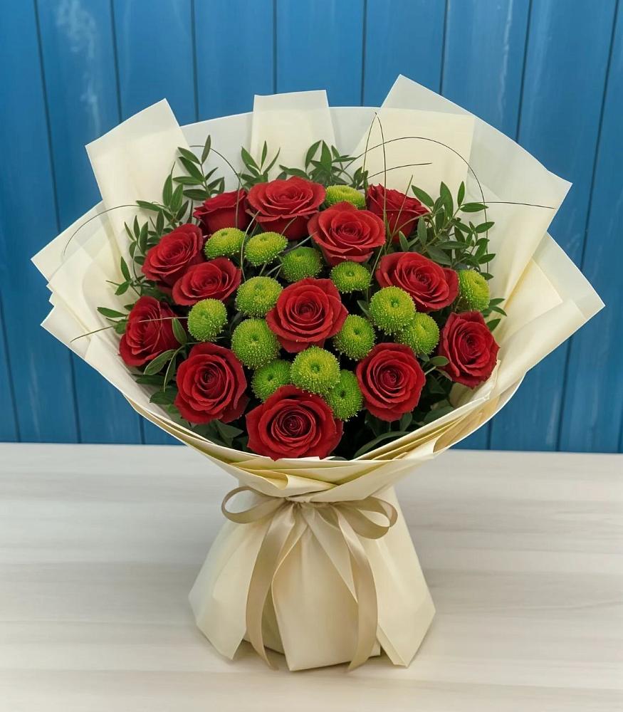 Букет цветов из: Розы и Хризантемы в Добровольном