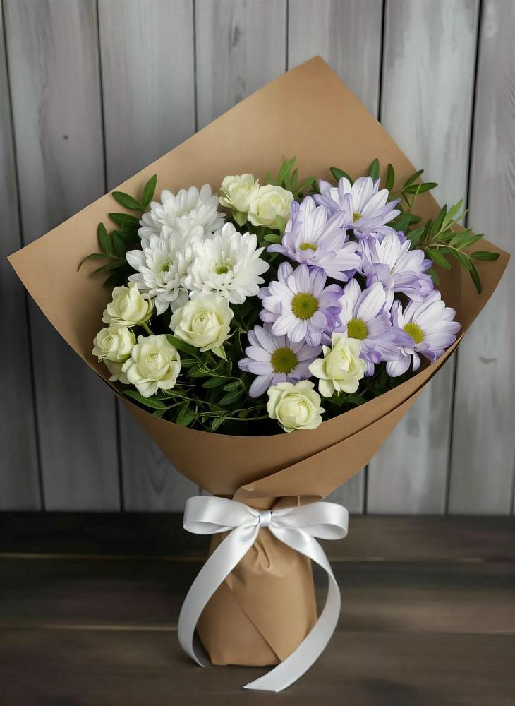 Букет цветов из: Хризантемы и Розы в Добровольном