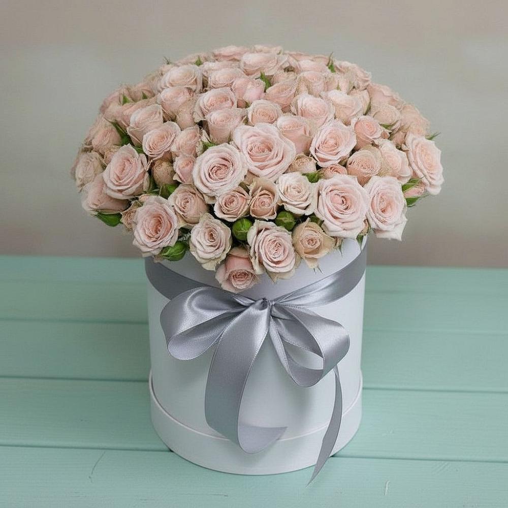 Цветочная композиция из Розы в шляпной коробке в Добровольном